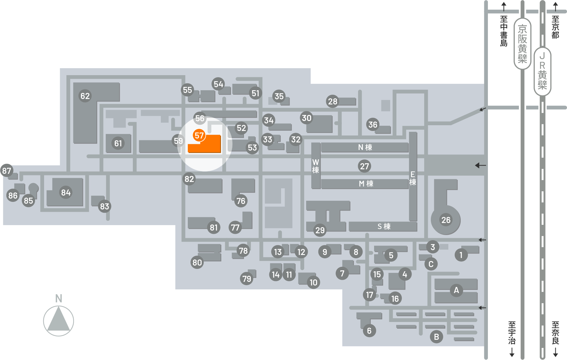 Installation Location 57 North Building 2 (partially located in the DuET experiment building in North Building 1)